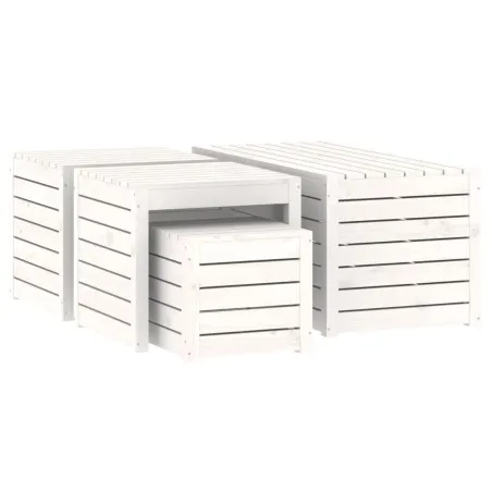 Ensemble de boîtes de jardin 4 pcs blanc bois de pin massif