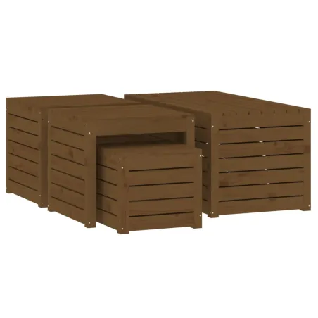 Ensemble de boîtes de jardin 4 pcs marron miel bois pin massif