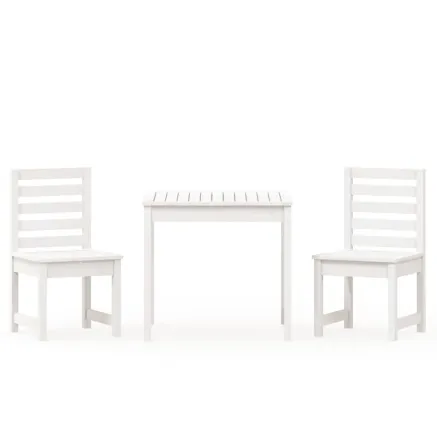 Ensemble de bistrot de jardin 3 pcs blanc bois de pin massif 2
