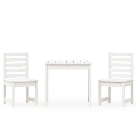 Ensemble de bistrot de jardin 3 pcs blanc bois de pin massif