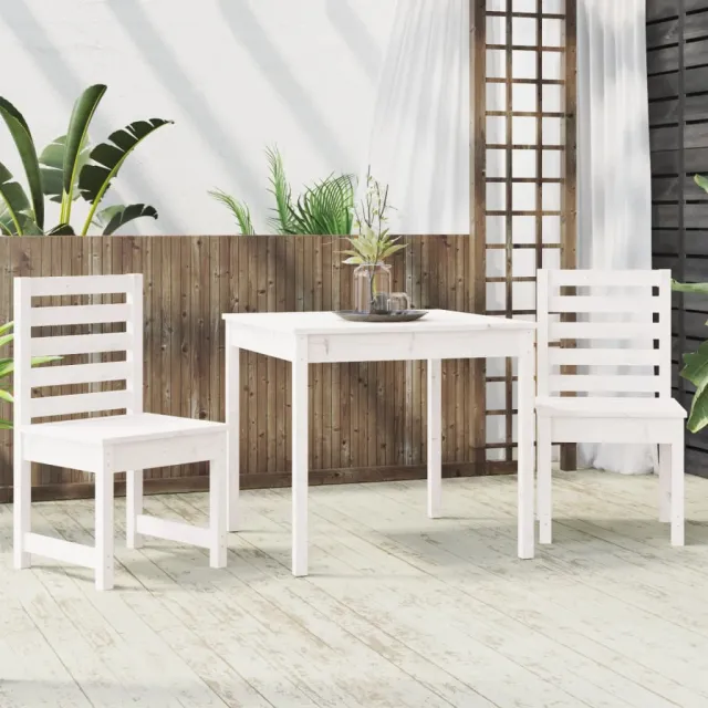 Ensemble de bistrot de jardin 3 pcs blanc bois de pin massif