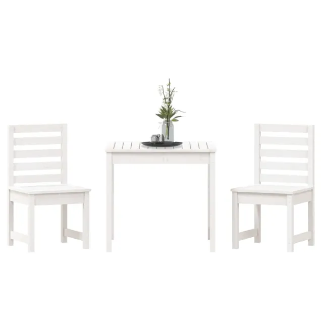 Ensemble de bistrot de jardin 3 pcs blanc bois de pin massif
