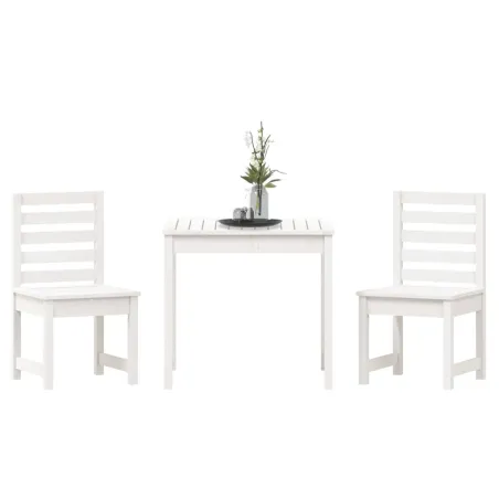 Ensemble de bistrot de jardin 3 pcs blanc bois de pin massif