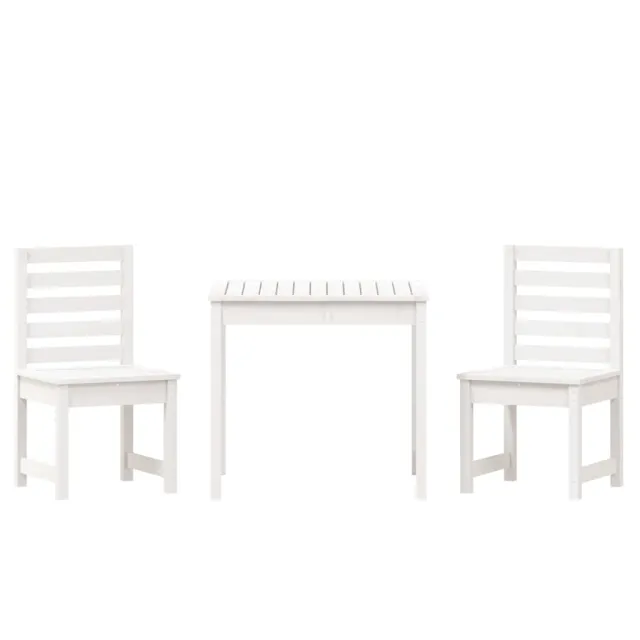 Ensemble de bistrot de jardin 3 pcs blanc bois de pin massif