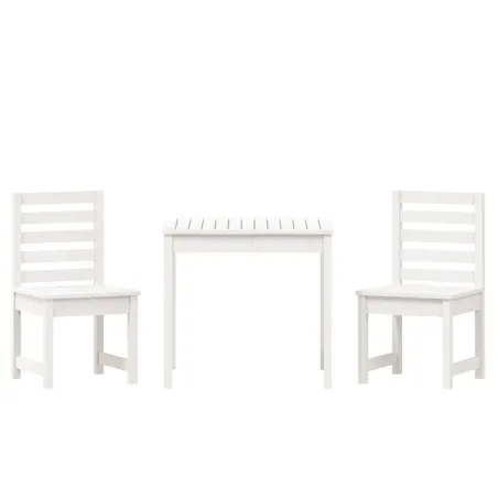 Ensemble de bistrot de jardin 3 pcs blanc bois de pin massif