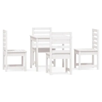 Ensemble à manger de jardin 5 pcs blanc bois massif de pin 2