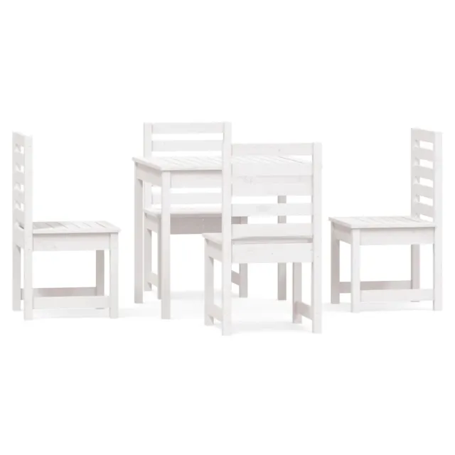 Ensemble à manger de jardin 5 pcs blanc bois massif de pin