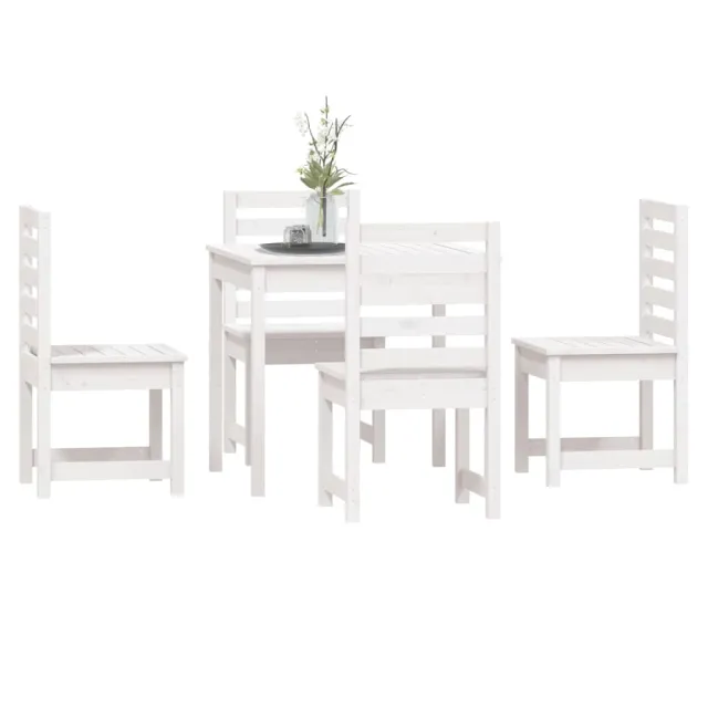 Ensemble à manger de jardin 5 pcs blanc bois massif de pin
