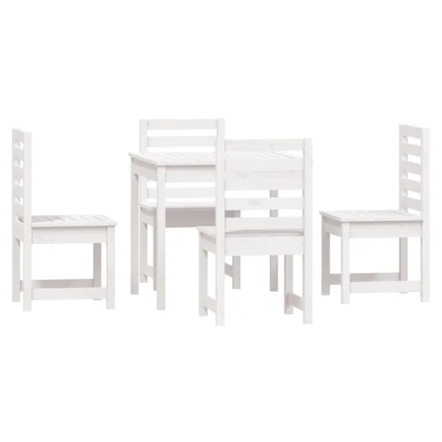 Ensemble à manger de jardin 5 pcs blanc bois massif de pin