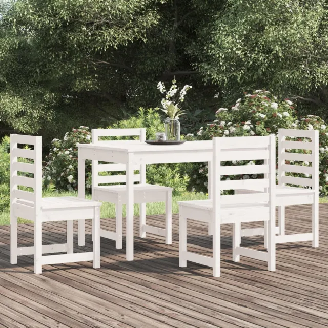 Ensemble à manger de jardin 5 pcs blanc bois massif de pin