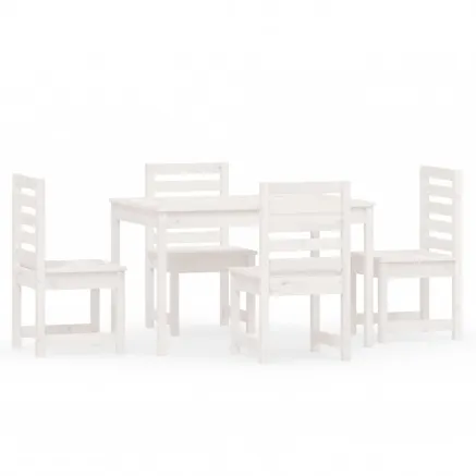 Ensemble à manger de jardin 5 pcs blanc bois massif de pin 2