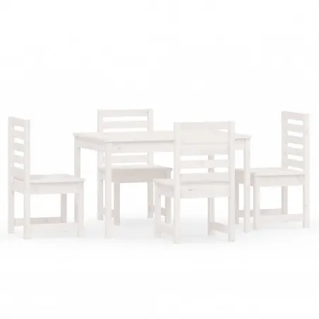 Ensemble à manger de jardin 5 pcs blanc bois massif de pin