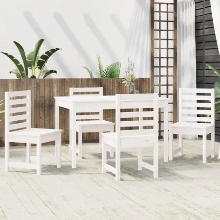 Ensemble à manger de jardin 5 pcs blanc bois massif de pin