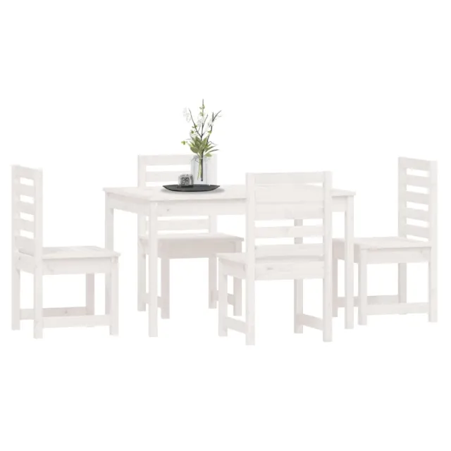 Ensemble à manger de jardin 5 pcs blanc bois massif de pin