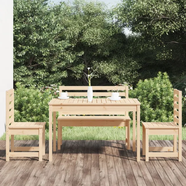 Ensemble à manger de jardin 4 pcs bois massif de pin