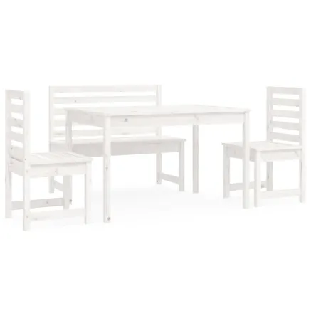 Ensemble à manger de jardin 4 pcs blanc bois massif de pin 2