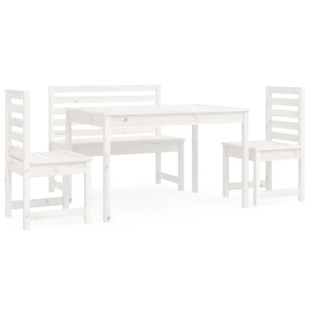Ensemble à manger de jardin 4 pcs blanc bois massif de pin