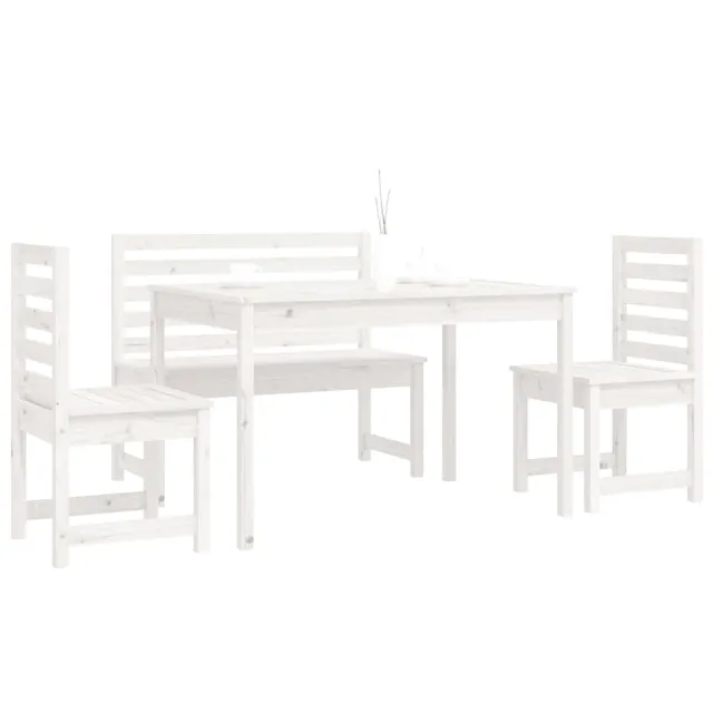 Ensemble à manger de jardin 4 pcs blanc bois massif de pin