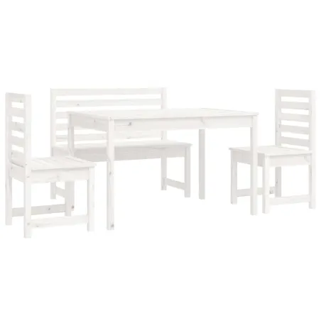 Ensemble à manger de jardin 4 pcs blanc bois massif de pin
