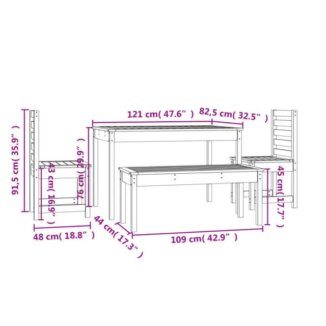 Ensemble à manger de jardin 4 pcs bois massif Douglas