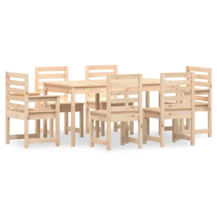 Ensemble à manger de jardin 7 pcs bois massif de pin 2