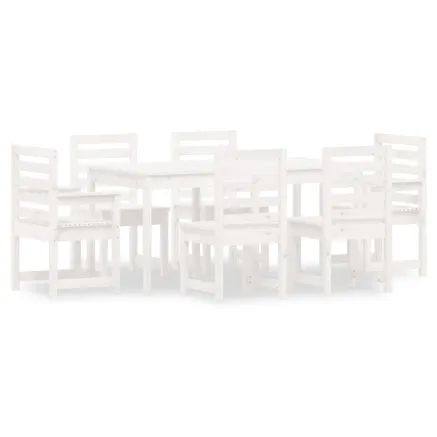 Ensemble à manger de jardin 7 pcs blanc bois massif de pin 2