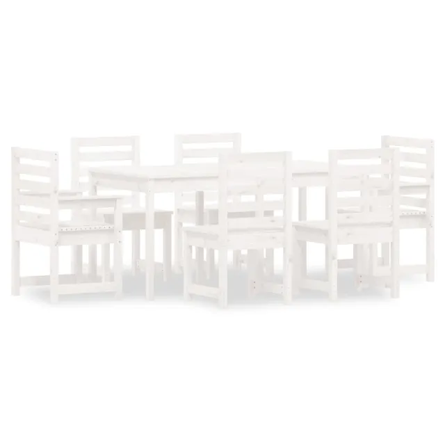 Ensemble à manger de jardin 7 pcs blanc bois massif de pin
