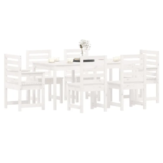 Ensemble à manger de jardin 7 pcs blanc bois massif de pin
