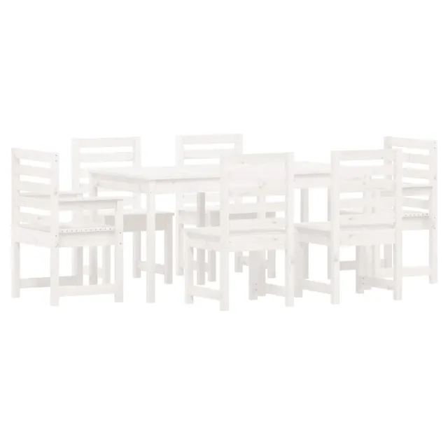 Ensemble à manger de jardin 7 pcs blanc bois massif de pin