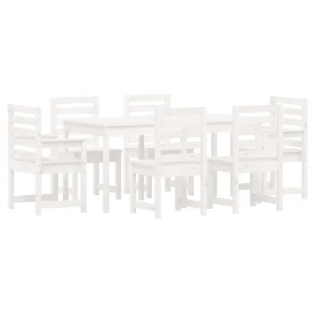 Ensemble à manger de jardin 7 pcs blanc bois massif de pin