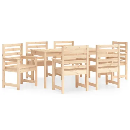 Ensemble à manger de jardin 7 pcs bois massif de pin 2