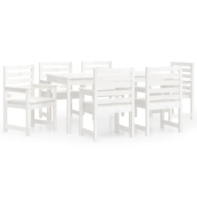 Ensemble à manger de jardin 7 pcs blanc bois massif de pin