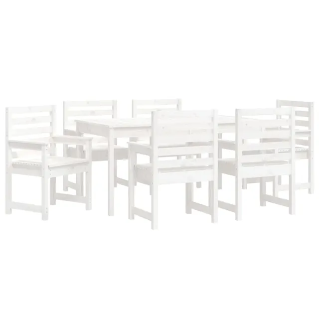 Ensemble à manger de jardin 7 pcs blanc bois massif de pin
