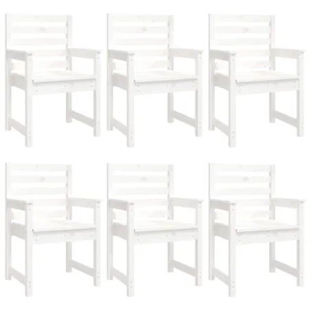 Ensemble à manger de jardin 7 pcs blanc bois massif de pin