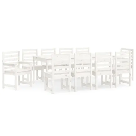 Ensemble à manger de jardin 11 pcs blanc bois massif de pin 2