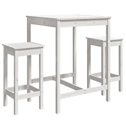 Ensemble de bar de jardin 3 pcs blanc bois de pin massif 2
