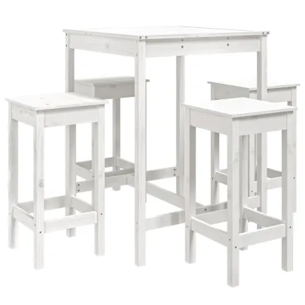 Ensemble de bar de jardin 5 pcs blanc bois massif de pin 2