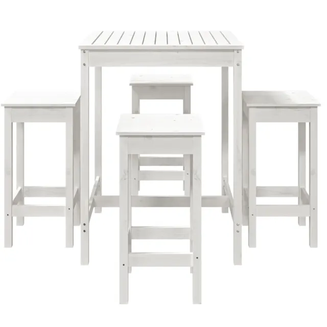 Ensemble de bar de jardin 5 pcs blanc bois massif de pin
