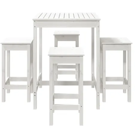 Ensemble de bar de jardin 5 pcs blanc bois massif de pin