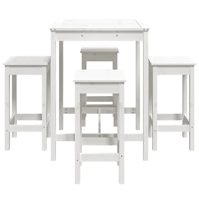 Ensemble de bar de jardin 5 pcs blanc bois massif de pin