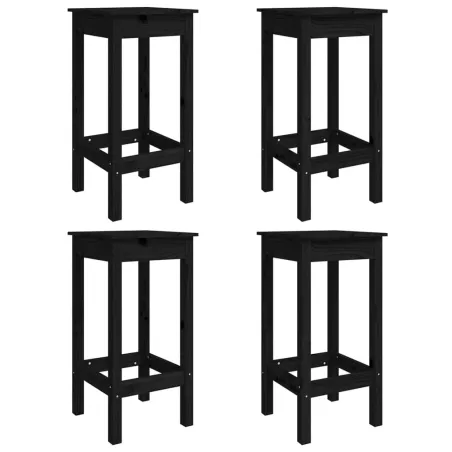 Ensemble de bar de jardin 5 pcs noir bois de pin massif