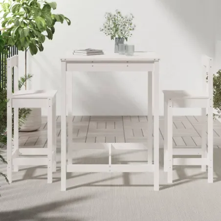 Ensemble de bar de jardin 3 pcs blanc bois de pin massif
