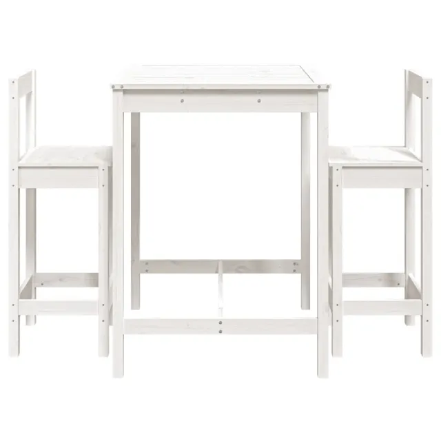 Ensemble de bar de jardin 3 pcs blanc bois de pin massif