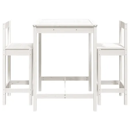 Ensemble de bar de jardin 3 pcs blanc bois de pin massif