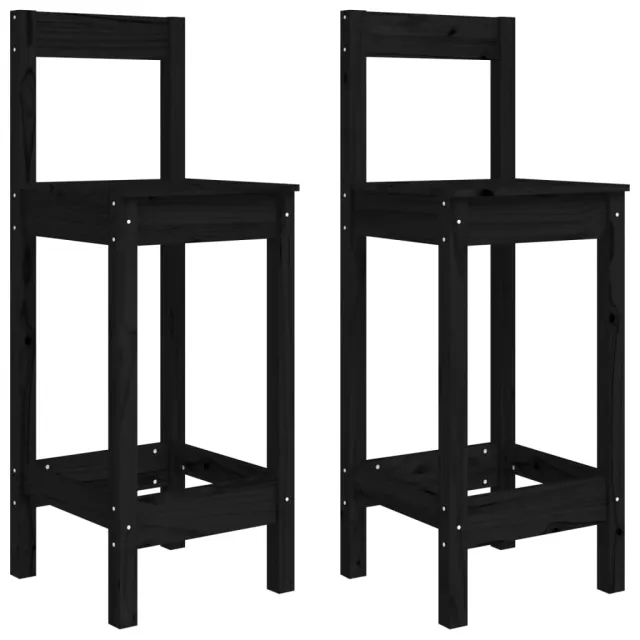 Ensemble de bar de jardin 3 pcs noir bois de pin massif