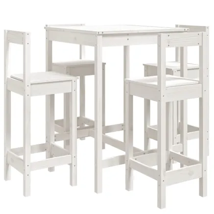 Ensemble de bar de jardin 5 pcs blanc bois massif de pin 2