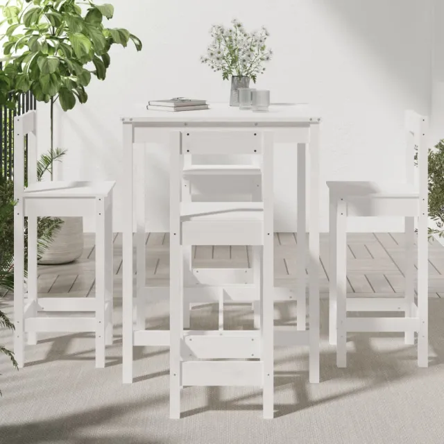 Ensemble de bar de jardin 5 pcs blanc bois massif de pin