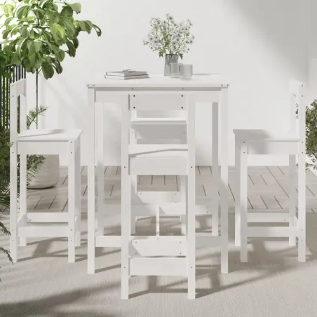 Ensemble de bar de jardin 5 pcs blanc bois massif de pin