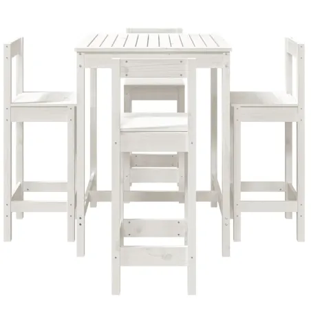 Ensemble de bar de jardin 5 pcs blanc bois massif de pin