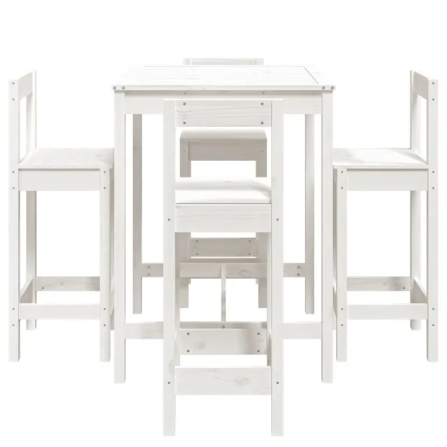 Ensemble de bar de jardin 5 pcs blanc bois massif de pin